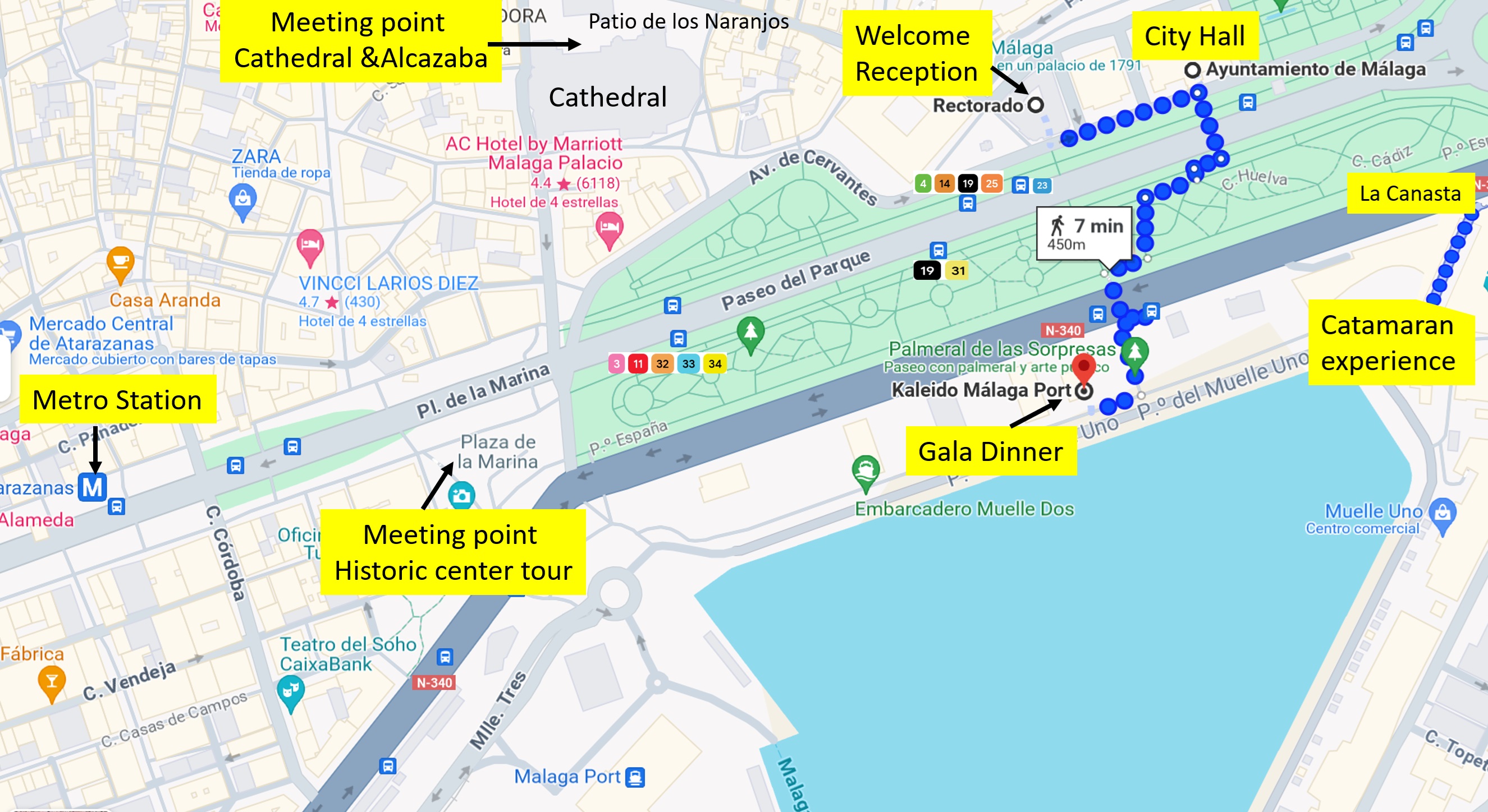 map from Malaga places